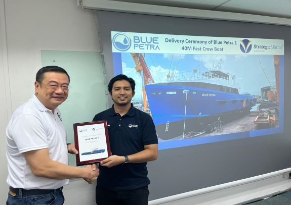 Strategic Marine delivers first of two newbuild Fast Crew Boats to Blue Petra Sdn Bhd